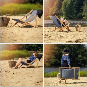 Kadax KADAX Leżak Drewniany Plażowy Składany Leżaki 2szt 6
