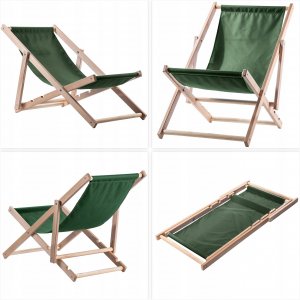 Kadax Leżak Ogrodowy Fotel Plażowy Składany Drewniany 3