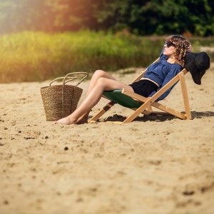 Kadax Leżak Ogrodowy Fotel Plażowy Składany Drewniany 5