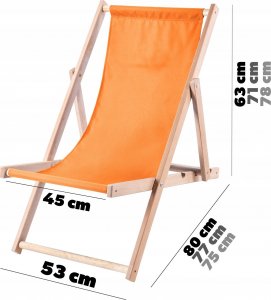 Kadax Leżak Ogrodowy Fotel Plażowy Składany Drewniany 2