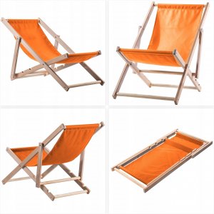 Kadax Leżak Ogrodowy Fotel Plażowy Składany Drewniany 3