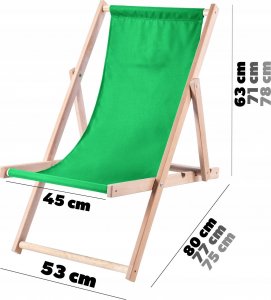 Kadax Leżak Ogrodowy Fotel Plażowy Składany Drewniany 2