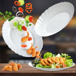 Kadax Talerz Obiadowy Płytki Okrągły Biały 25cm 1szt 3