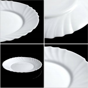 Kadax Talerz Obiadowy Płytki Okrągły Biały 25cm 1szt 7