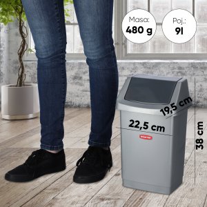 Kosz na śmieci Kadax uchylny szary 3