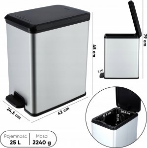 Kosz na śmieci Kadax na pedał srebrny (213300) 2
