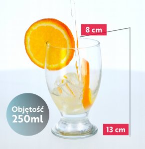 Kadax Zestaw Szklanek Na Nóżce Do Soku Deserów 300ml 6x 6