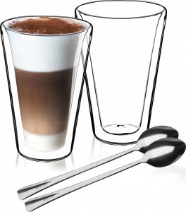 Kadax Szklanki Termiczne Do Kawy Latte + Łyżeczki 2szt 1