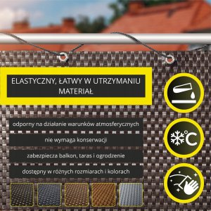 Kadax Osłona Balkonowa Mata Balkon Technorattan 0,9x4M 5