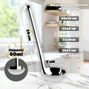 Kadax Chochla Nabierka Łyżka Wazowa Do Zup Sosu 7cm/60ml 5