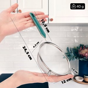 Kadax Sitko Kuchenne Nierdzewne Przesiewacz Mąki 12 cm 6