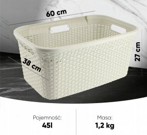 Kosz na pranie Kadax Curver Kosz Na Pranie Do Magla 45 L Kremowy 7