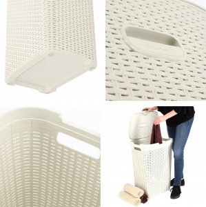 Kosz na pranie Kadax Curver Kosz Pojemnik Na Pranie 60L Kremowy Rattan 3
