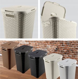 Kosz na pranie Kadax Curver Kosz Pojemnik Na Pranie 60L Kremowy Rattan 5