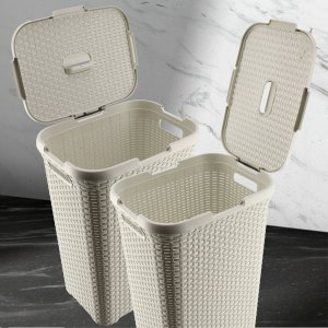 Kosz na pranie Kadax Curver Kosz Pojemnik Na Pranie 60L Kremowy Rattan 6