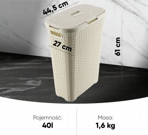 Kosz na pranie Kadax Curver Kosz Pojemnik Na Pranie Bieliznę Wąski 40L 7
