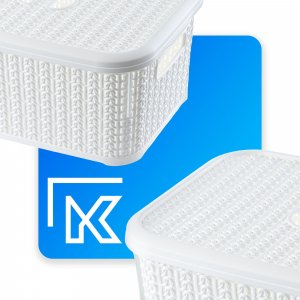 Kosz na pranie Kadax KADAX Koszyk Kosz 6L Pojemnik Z Pokrywą Biały 2szt 4