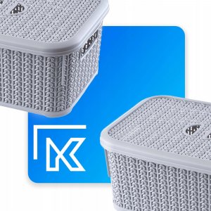 Kosz na pranie Kadax KADAX Koszyk Kosz 6L Pojemnik Z Pokrywą Szary 2szt 5