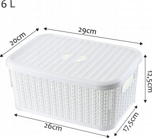 Kosz na pranie Kadax Koszyk Kosz 6L Pojemnik Z Pokrywką Organizer Biały 7