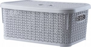 Kosz na pranie Kadax Koszyk Kosz 6L Pojemnik Z Pokrywką Organizer Szary 2