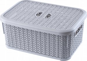 Kosz na pranie Kadax Koszyk Kosz 6L Pojemnik Z Pokrywką Organizer Szary 3