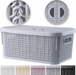Kosz na pranie Kadax Koszyk Kosz 6L Pojemnik Z Pokrywką Organizer Szary 8
