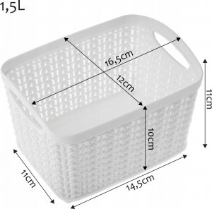 Kosz na pranie Kadax Koszyk Kosz Pojemnik 1,5L Koszyczek Biały Pudełko 3