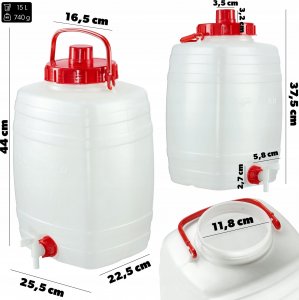 Kadax Beczka Z Kranikiem Kanister Baniak Na Wodę 15L 4