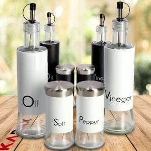 Kadax Dozownik Szklany Butelka Na Oliwę Ocet 320ml Biały 4