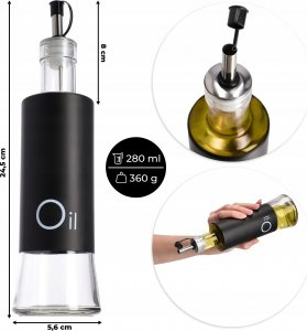 Kadax Dozownik Szklany Butelka Na Oliwę Ocet 320ml Czerń 3