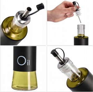 Kadax Dozownik Szklany Butelka Na Oliwę Ocet 320ml Czerń 4