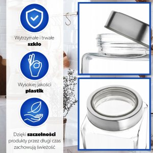 Kadax Pojemnik Na Żywność Szklany Z Pokrywką 500ml Szary 3