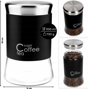Kadax Pojemnik Szklany Pokrywka Kawa Herbata 1000ml 2