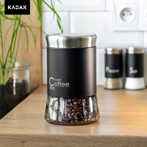 Kadax Pojemnik Szklany Pokrywka Kawa Herbata 1000ml 4