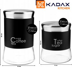 Kadax KADAX Pojemnik Szklany Kawa Herbata Cukier 2szt 3
