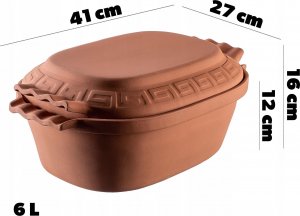 Kadax Garnek Rzymski Gliniany Owalny Forma 6L 3