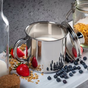 Kadax Garnek Stalowy Z Pokrywką 1,2 L Duży Indukcja 2