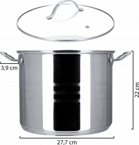 Kadax Garnek Stalowy Z Pokrywką Indukcja Bigos 26cm 11 L 7