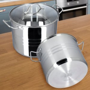 Kadax Garnek Stalowy Z Pokrywką Indukcja 28 cm 13,5 L 3