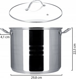 Kadax Garnek Stalowy Z Pokrywką Indukcja 28 cm 13,5 L 5