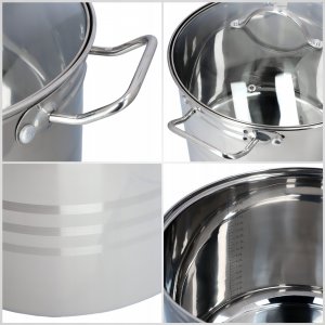 Kadax Garnek Stalowy Z Pokrywką Indukcja Bigos 34cm 21 L 5