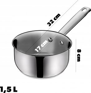 Kadax Garnek Rondel 1,5L Stalowy Indukcja Gaz Stal 16cm 3