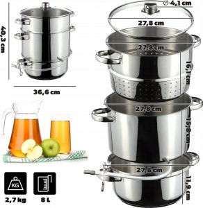 Kadax KADAX Sokownik Parowy 8L Indukcja Garnek Gaz 3W1 3