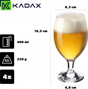 Kadax Kufle Do Piwa Pokale Szklanki Na Nóżce 400ml 4szt 3