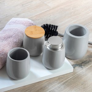 Dozownik do mydła Kadax Dozownik Do Mydła W Płynie Żelu Ceramiczny Szary 7
