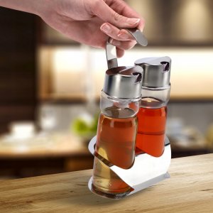 Kadax 2x Butelka Dozownik Na Oliwę Ocet Olej + Stojak 8