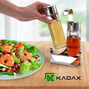Kadax 2x Butelka Dozownik Na Oliwę Ocet Olej + Stojak 10
