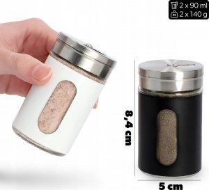 Kadax Pieprzniczka Solniczka Zestaw Biała Czarna 2x90ml 2