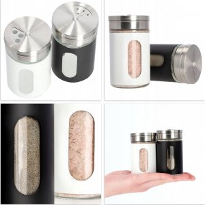 Kadax Pieprzniczka Solniczka Zestaw Biała Czarna 2x90ml 6