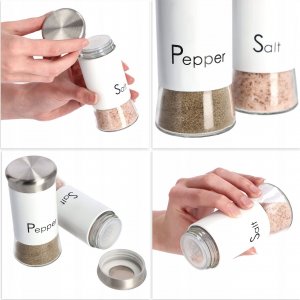 Kadax Solniczka Przyprawnik Do Soli Biały Szklany 150ml 2